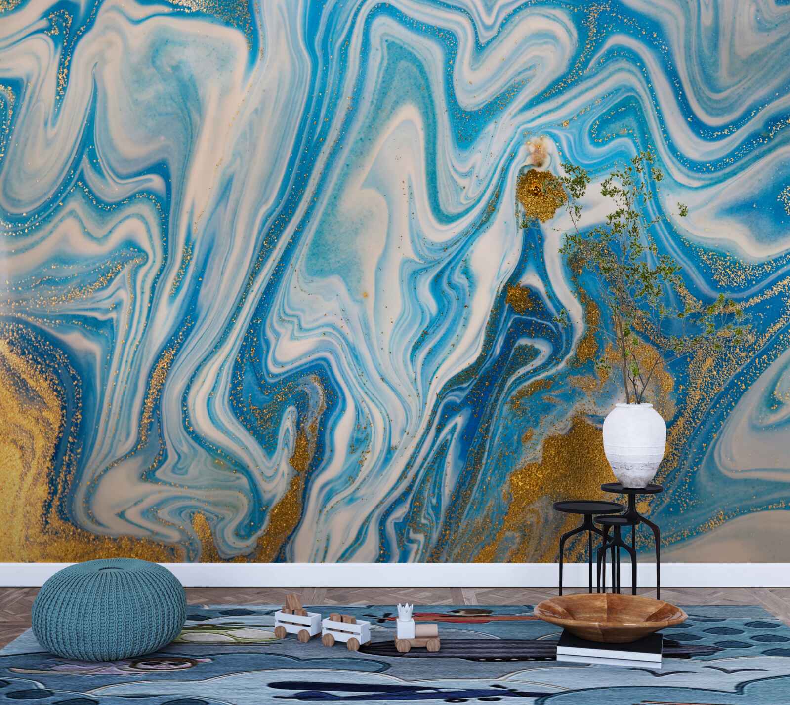 Fototapet nisip albastru într-o formă abstractă