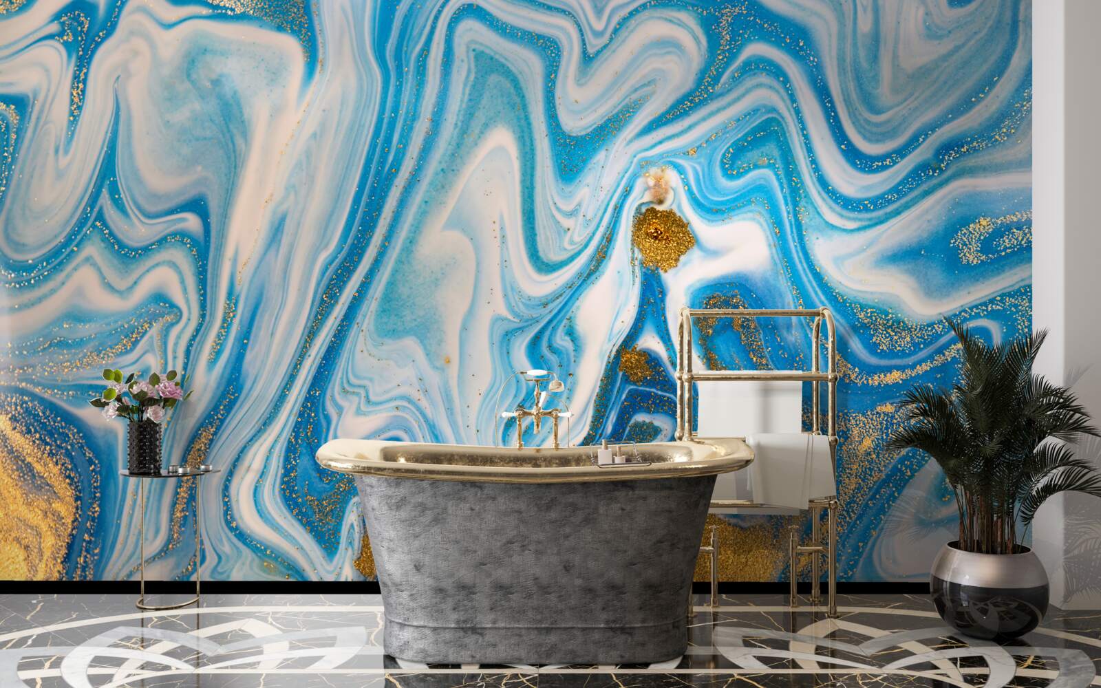 Fototapet nisip albastru într-o formă abstractă