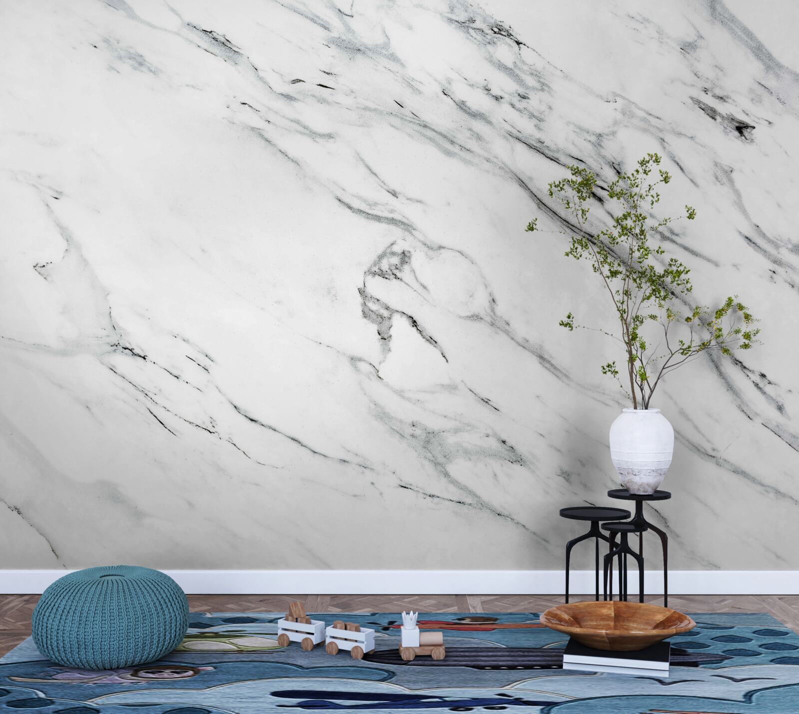 Fototapet marmură albă cu dungi gri