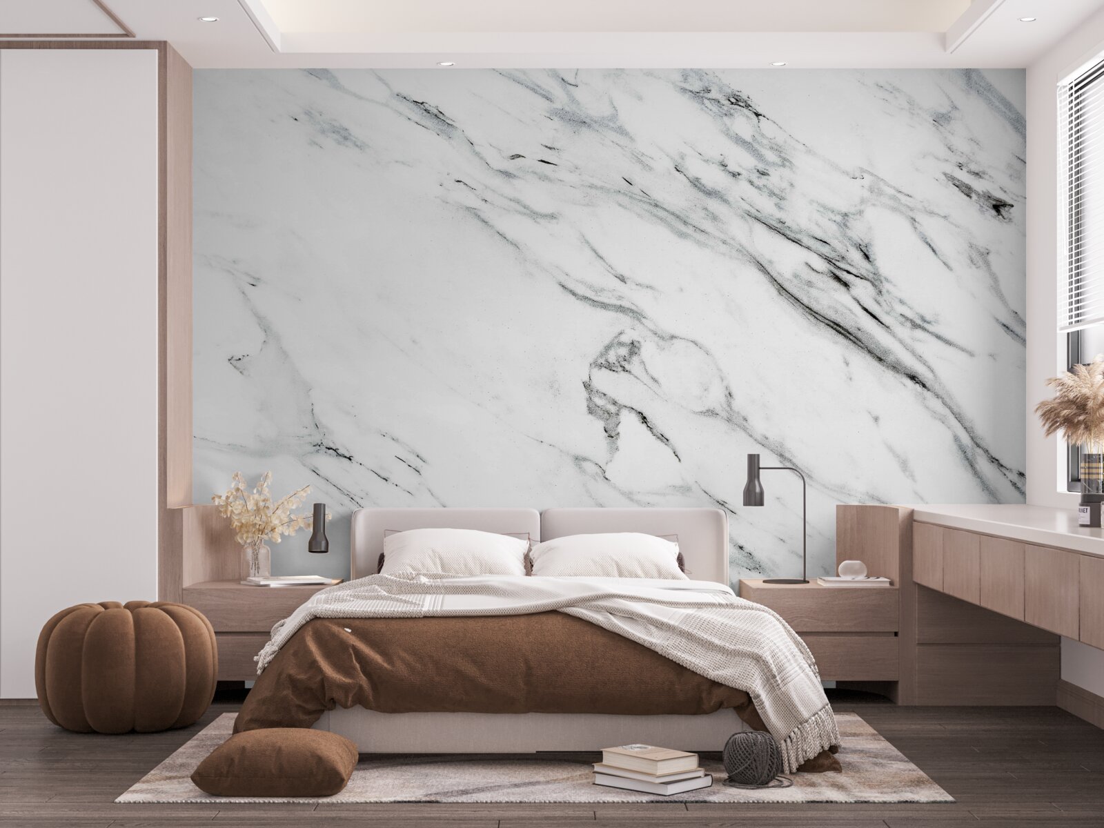 Fototapet marmură albă cu dungi gri