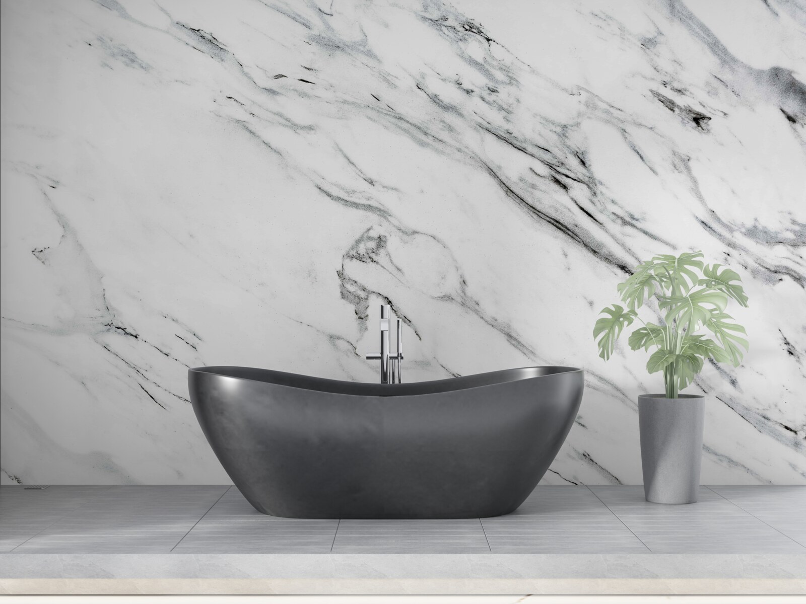 Fototapet marmură albă cu dungi gri