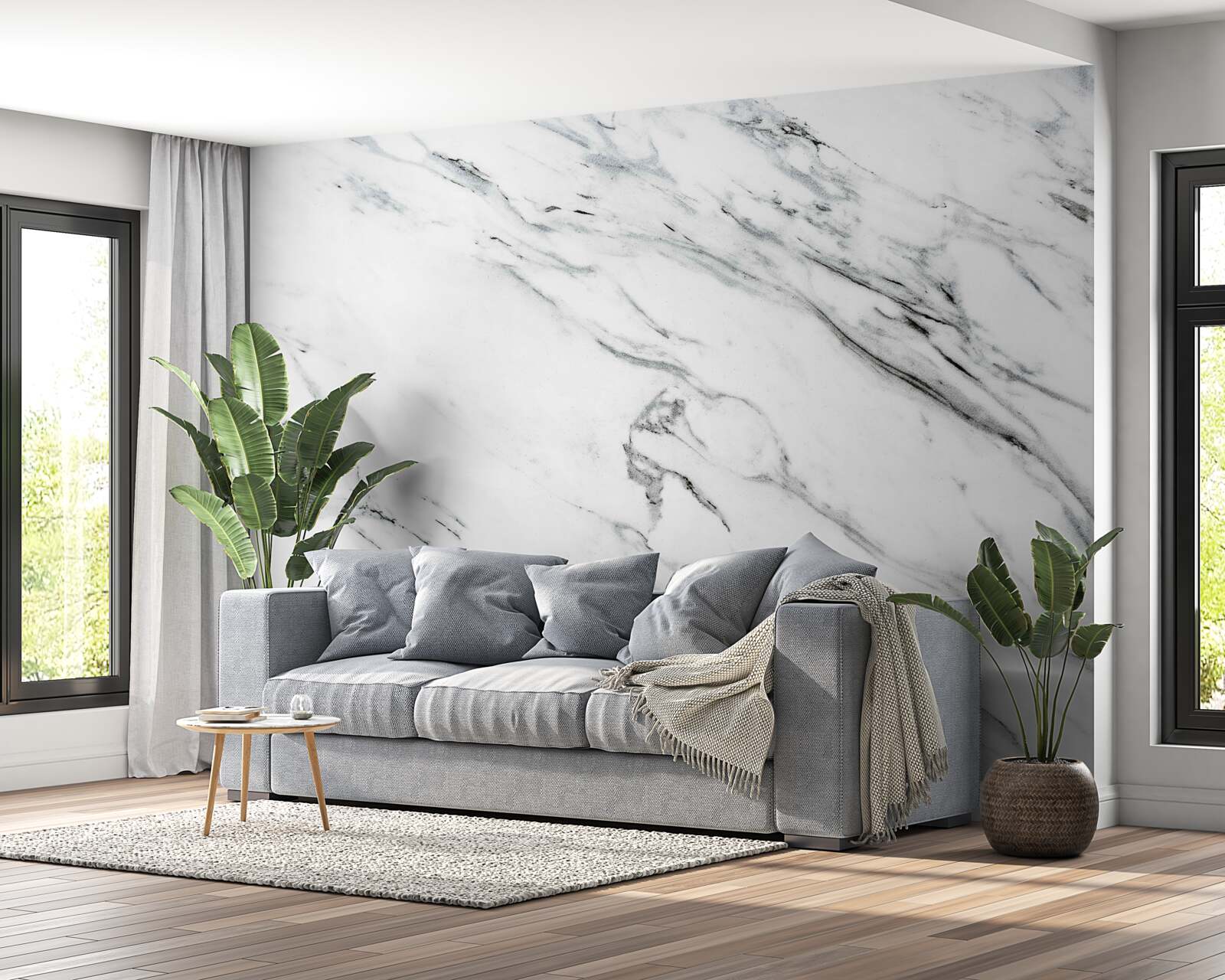 Fototapet marmură albă cu dungi gri