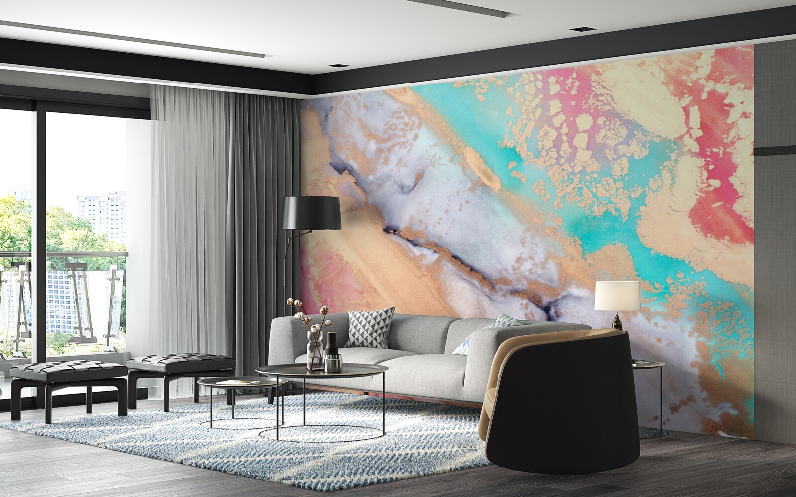 Fototapet cerneală de acuarelă ușoară