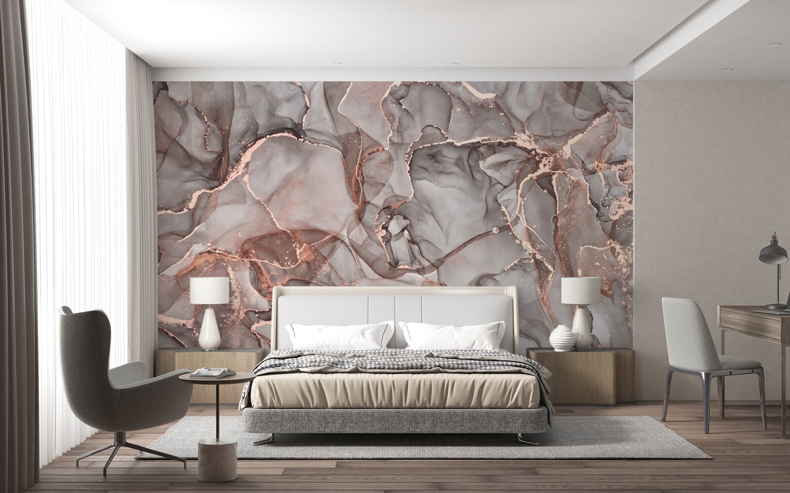 Fototapet lichid argintiu umed