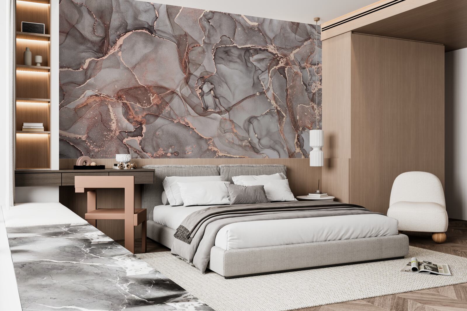 Fototapet lichid argintiu umed