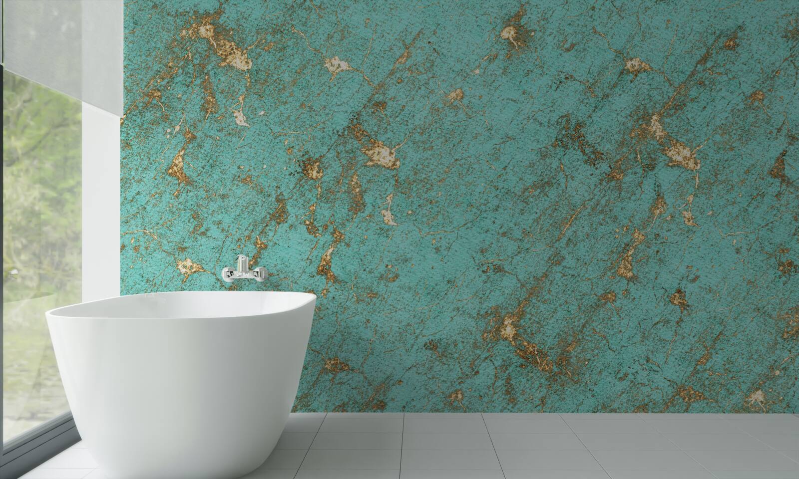 Fototapet smarald auriu în marmură