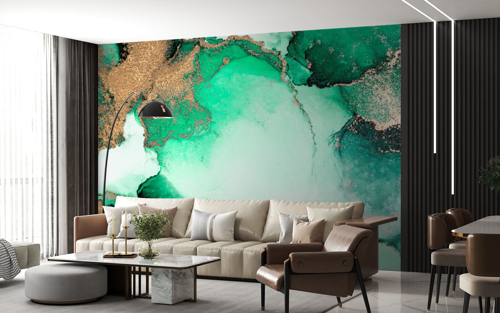 Fototapet fundal abstract verde auriu