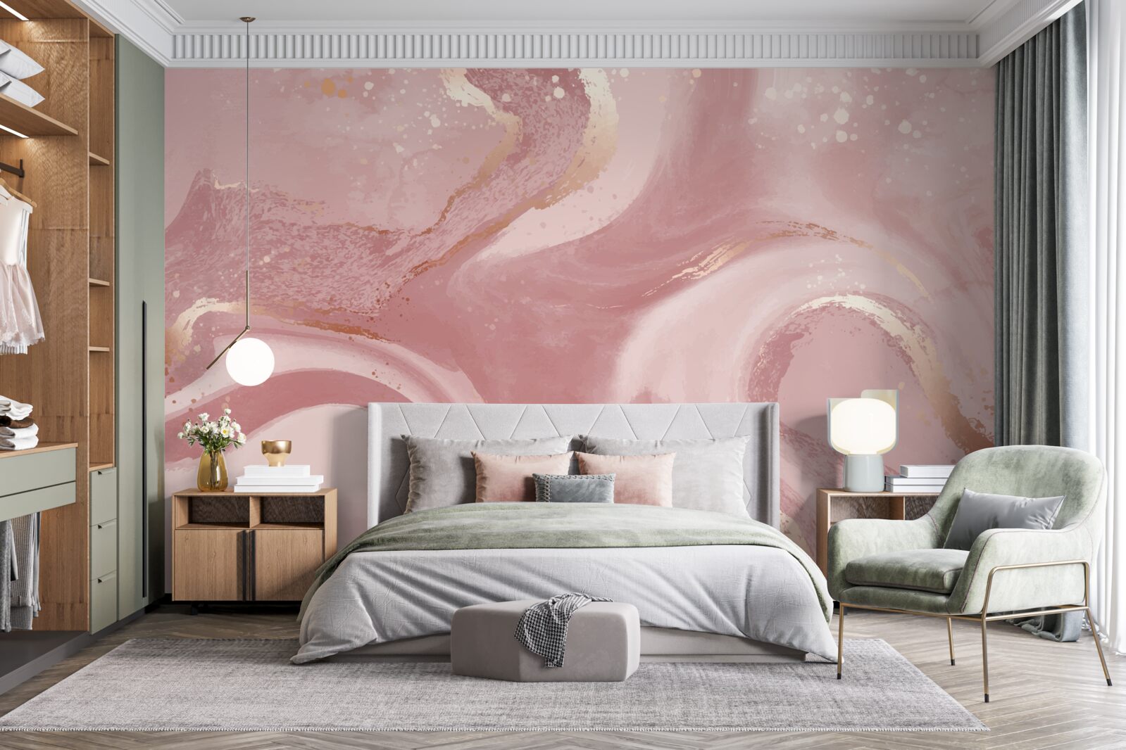 Fototapet nuanță ambiguă, roz prăfuit