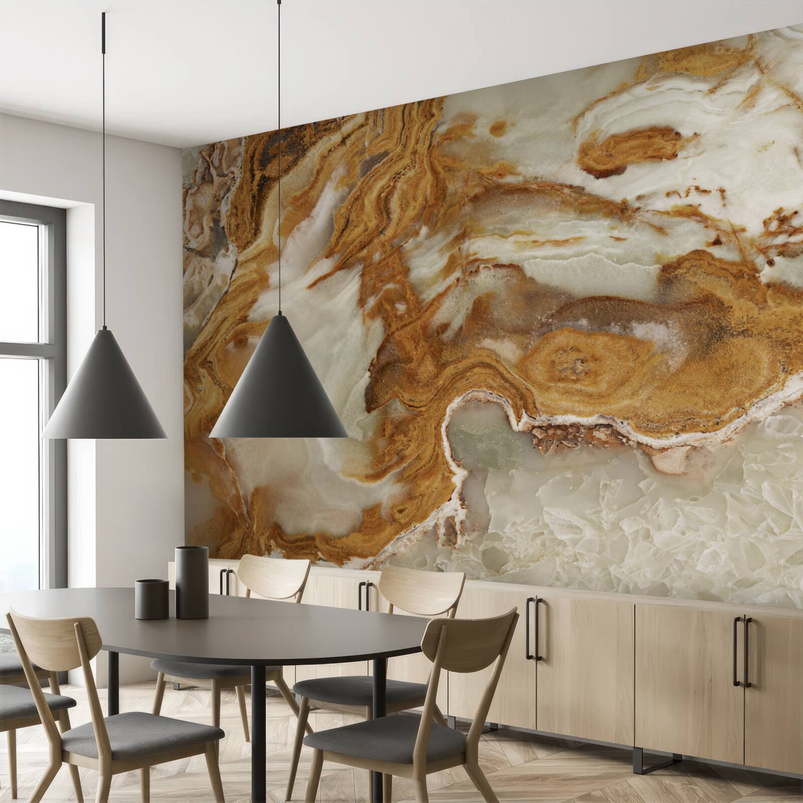 Fototapet marmură albă cu nervuri maro