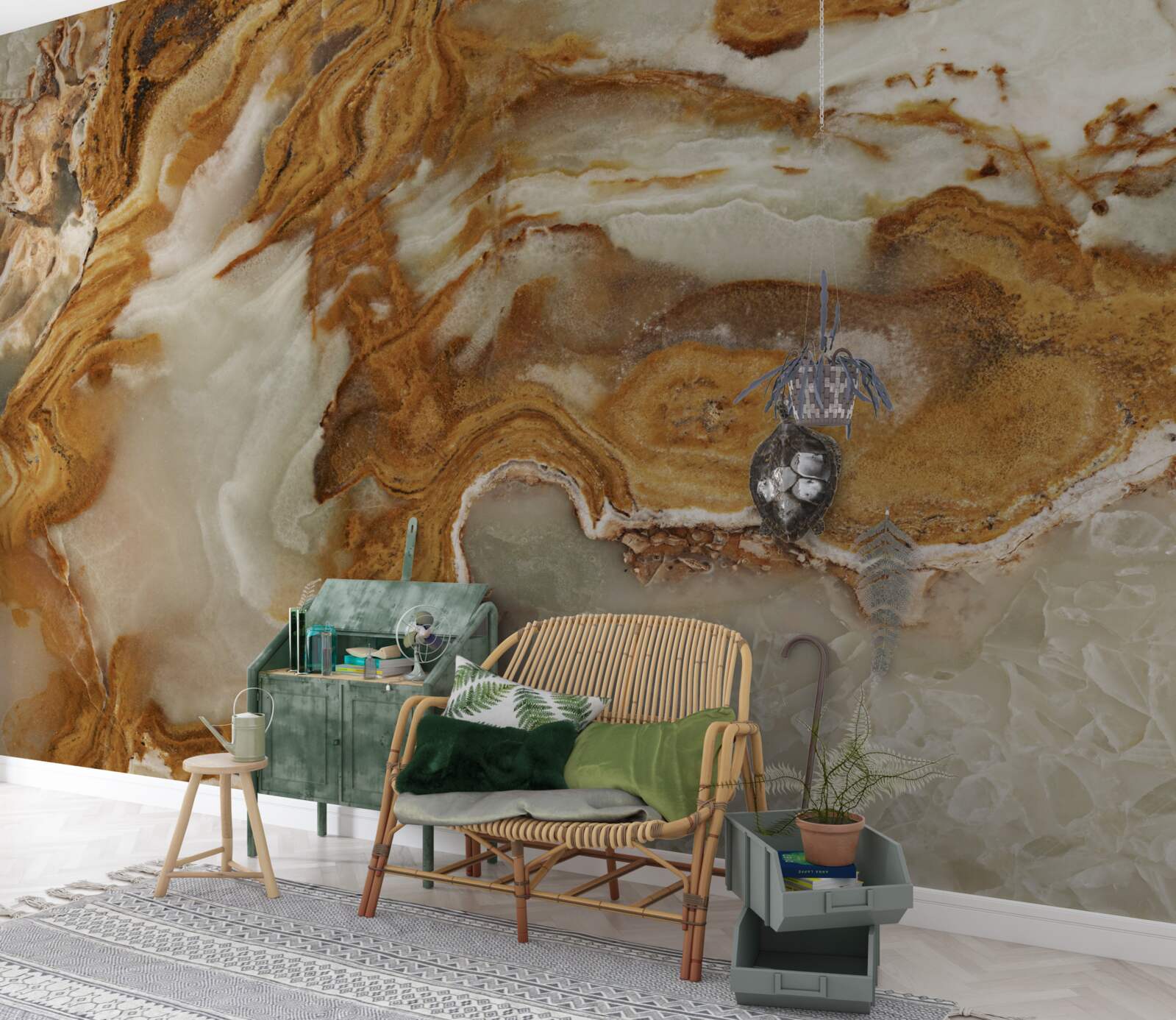 Fototapet marmură albă cu nervuri maro