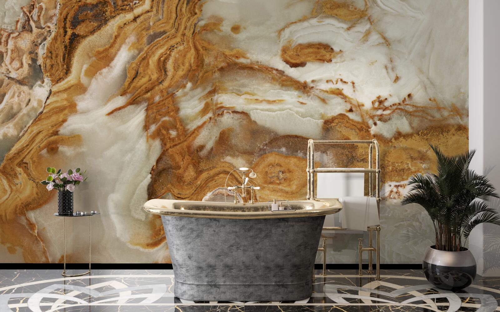 Fototapet marmură albă cu nervuri maro