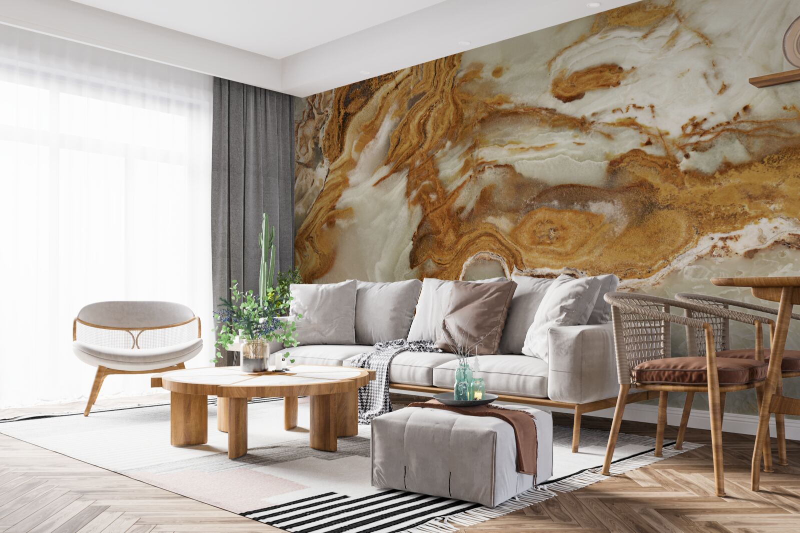 Fototapet marmură albă cu nervuri maro