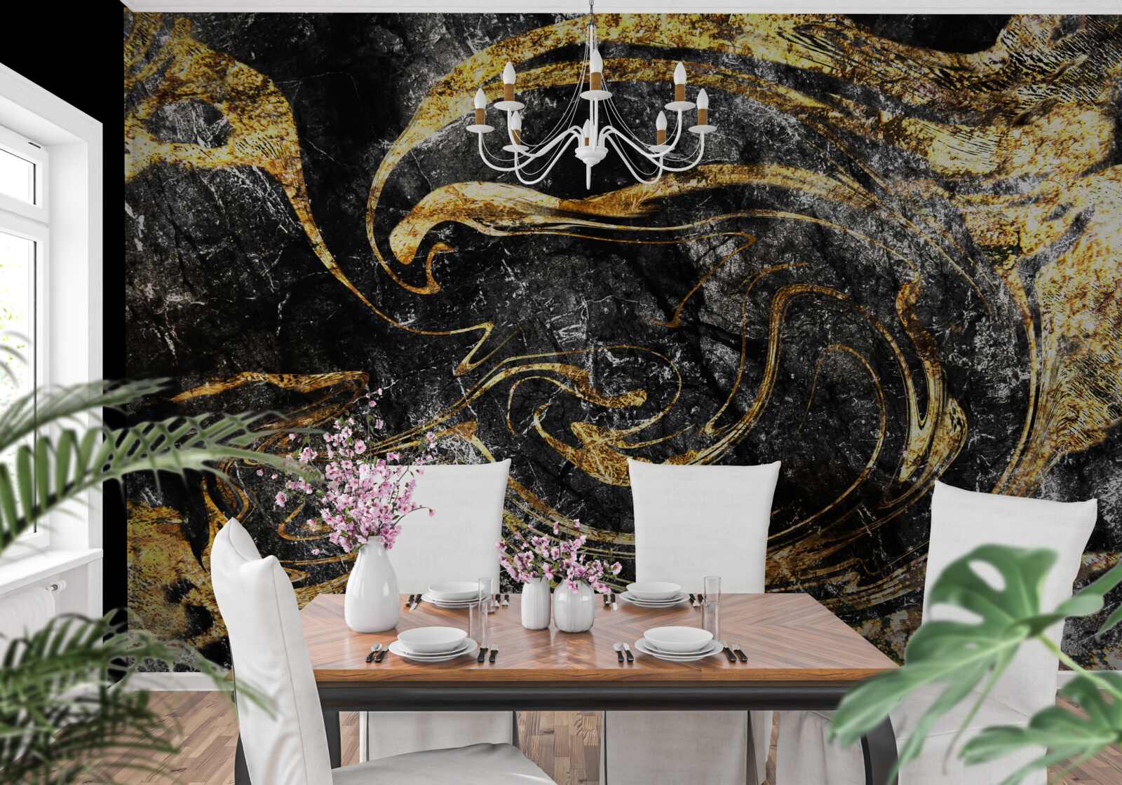 Fototapet textură de marmură aurie neagră de calitate excelentă