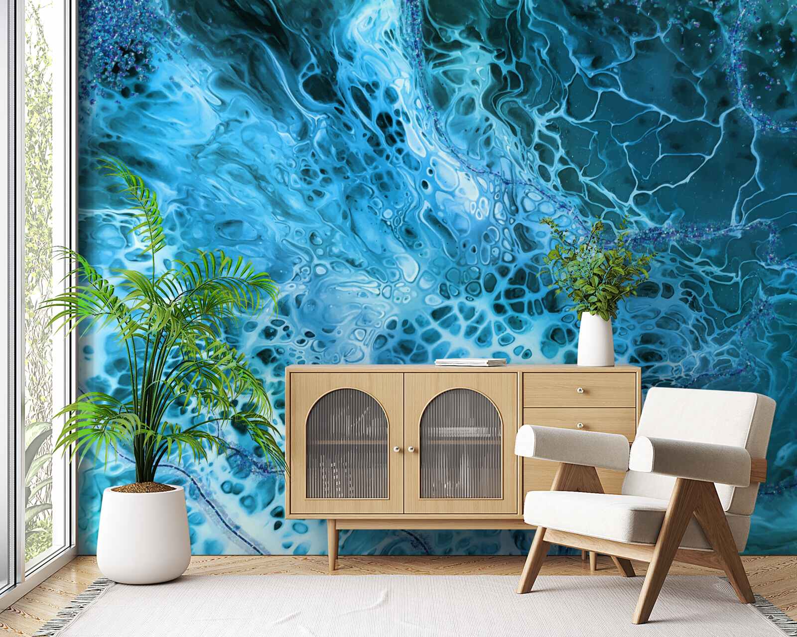 Fototapet tuberculi acrilici în albastru