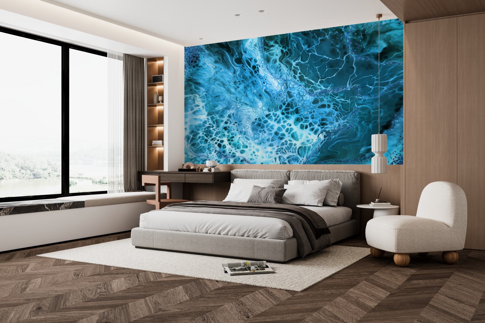 Fototapet tuberculi acrilici în albastru