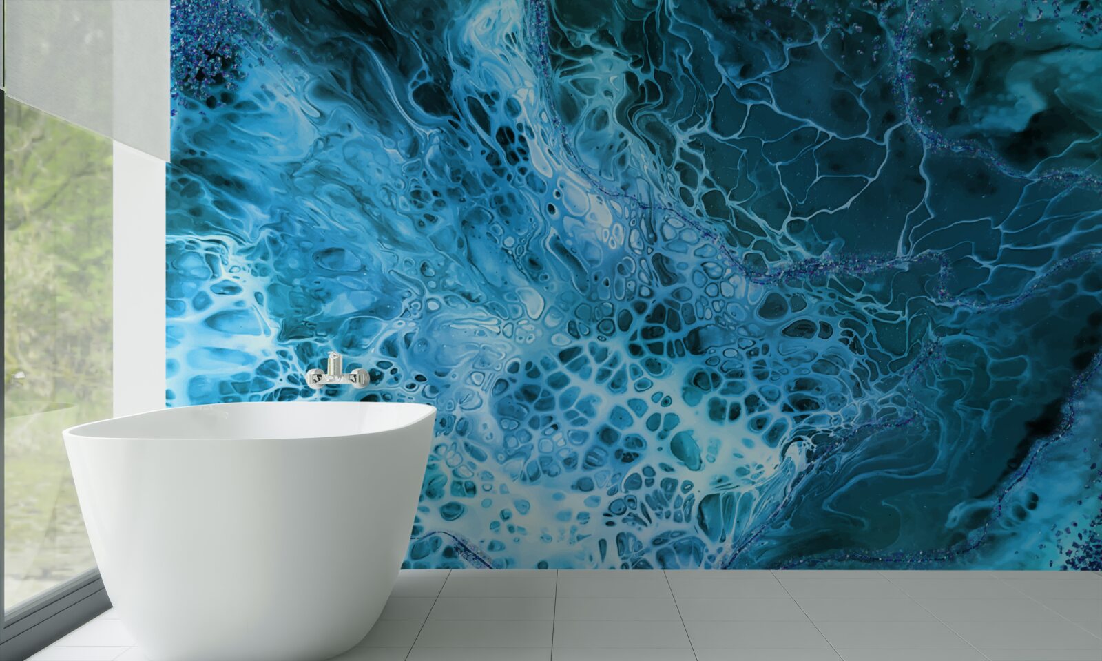 Fototapet tuberculi acrilici în albastru