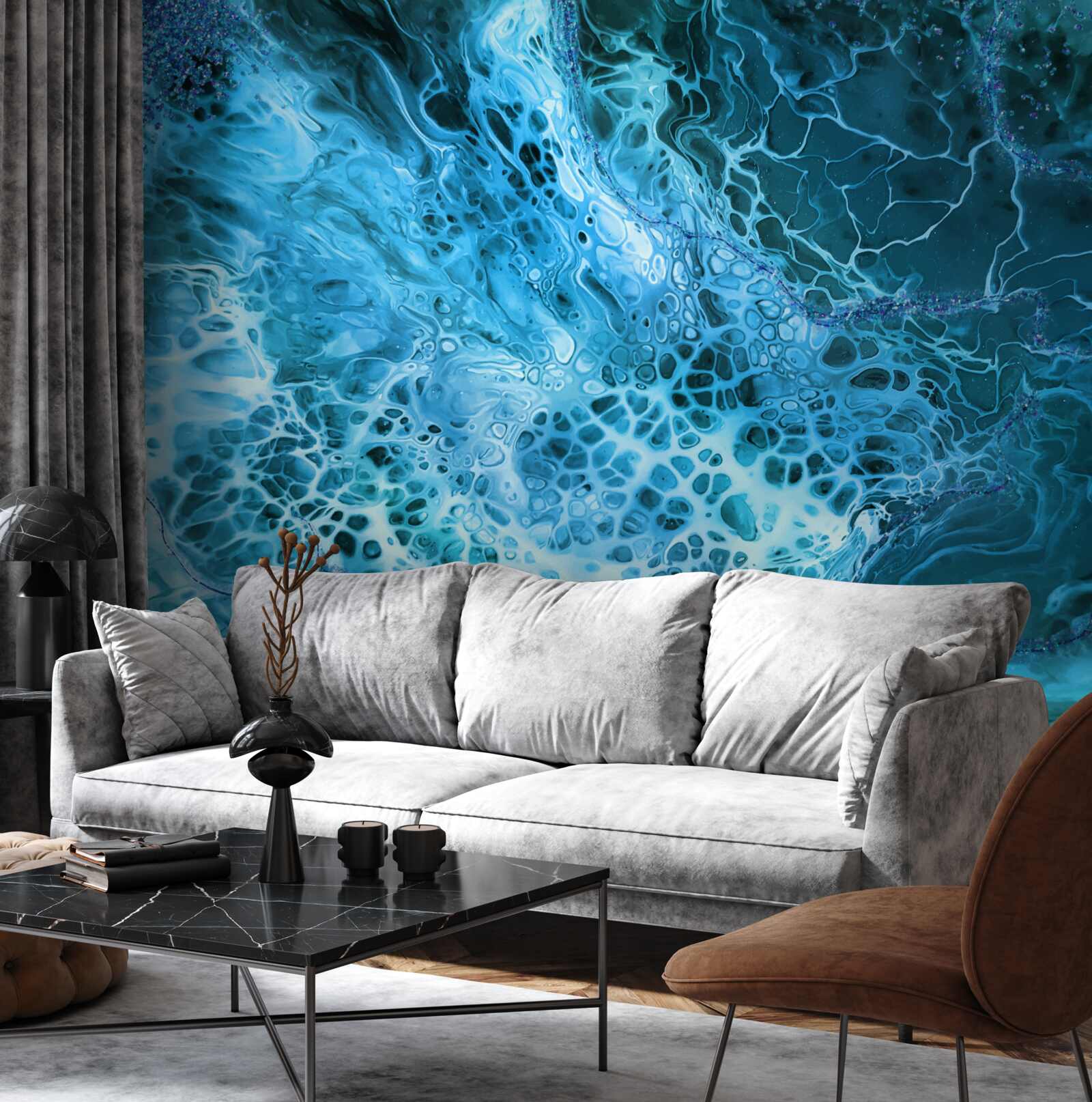 Fototapet tuberculi acrilici în albastru