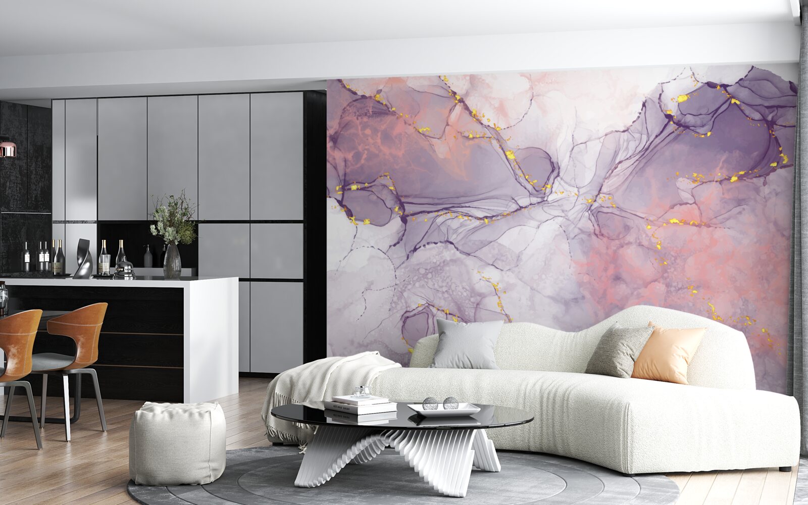 Fototapet fundal marmorat în nuanțe de roz și liliac