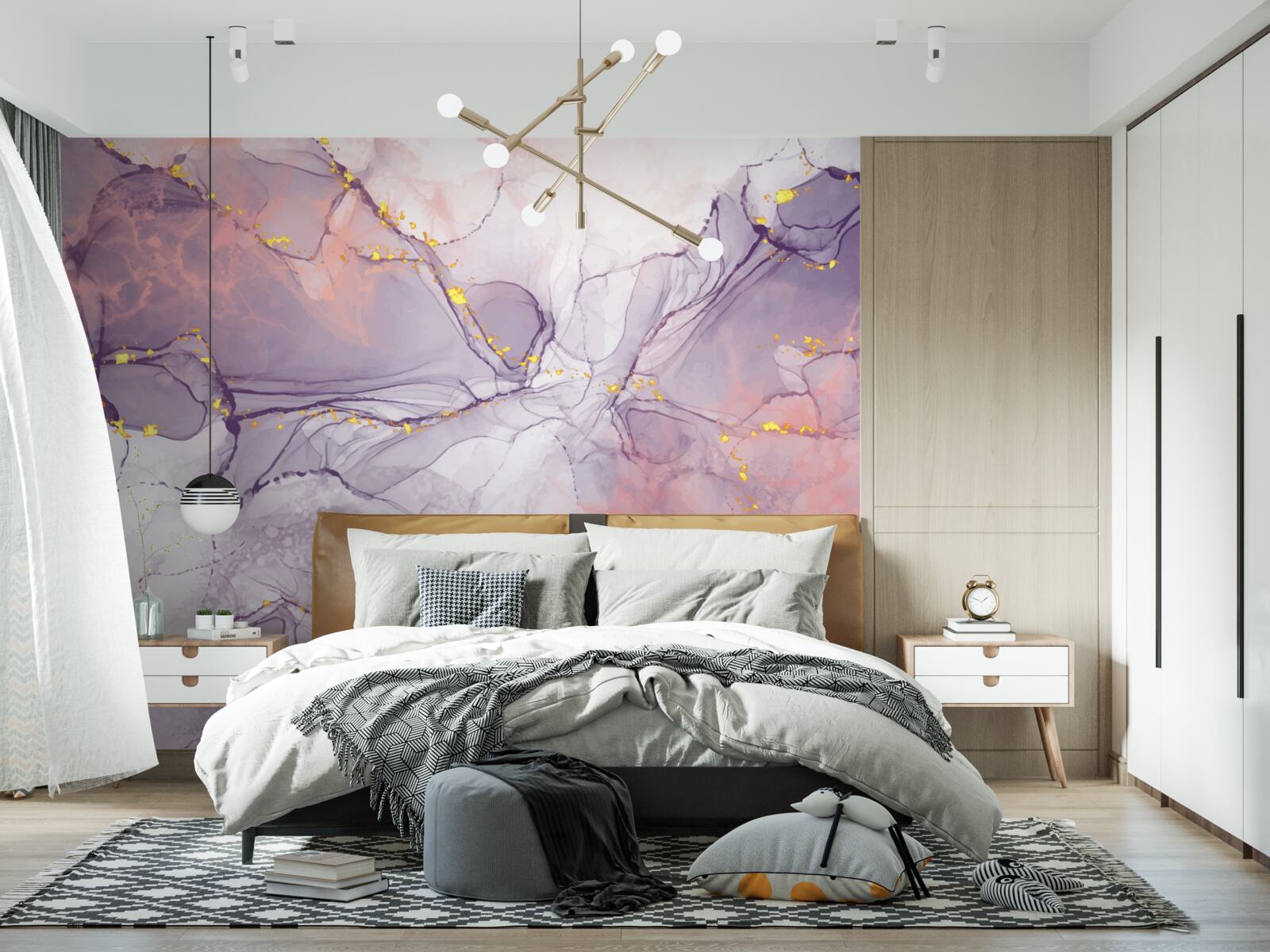 Fototapet fundal marmorat în nuanțe de roz și liliac