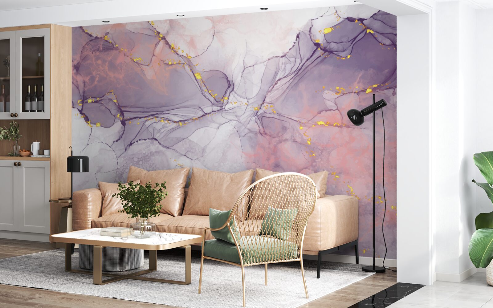 Fototapet fundal marmorat în nuanțe de roz și liliac