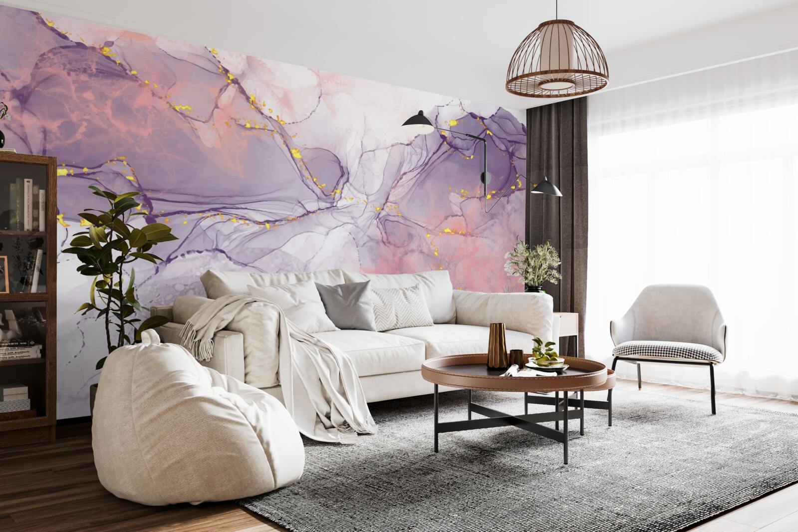 Fototapet fundal marmorat în nuanțe de roz și liliac