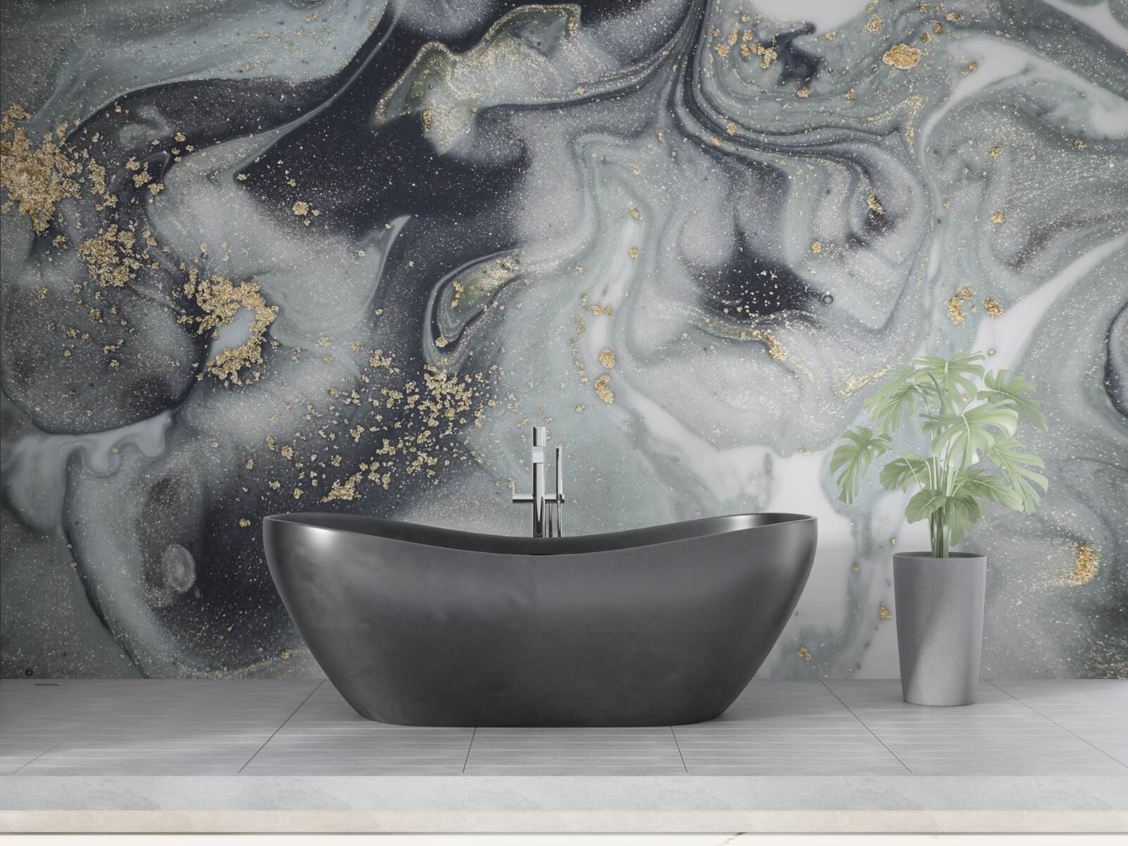 Fototapet boabe aurii de nisip pe o suprafață de marmură gri