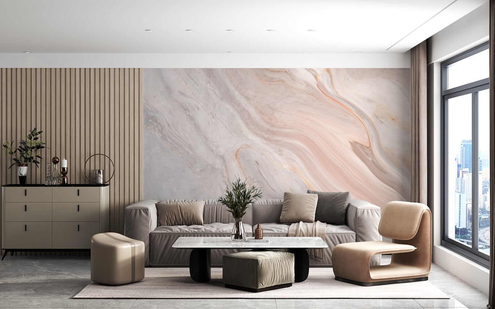 Fototapet marmură moale în nuanțe de pudră