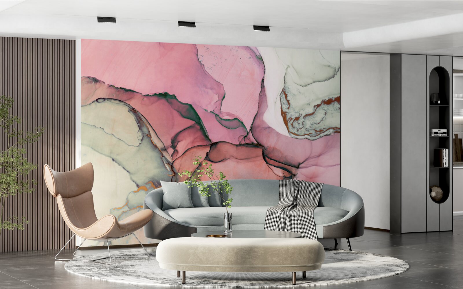 Fototapet marmură în nuanțe de roz, de inspirație abstractă
