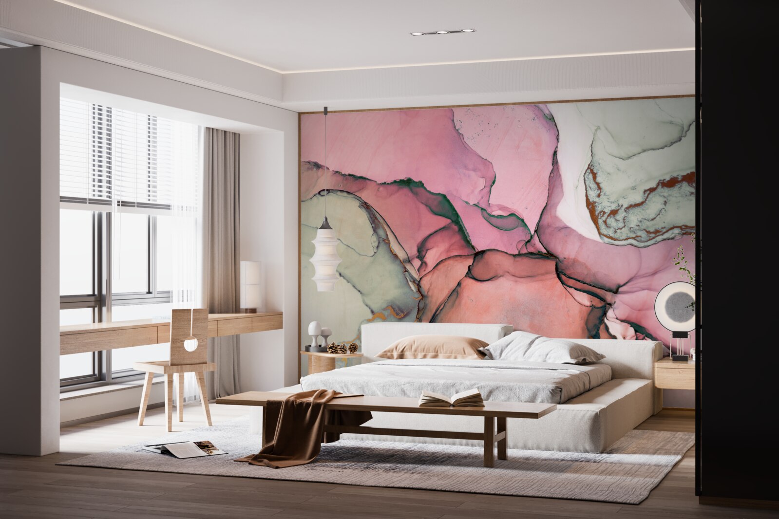 Fototapet marmură în nuanțe de roz, de inspirație abstractă