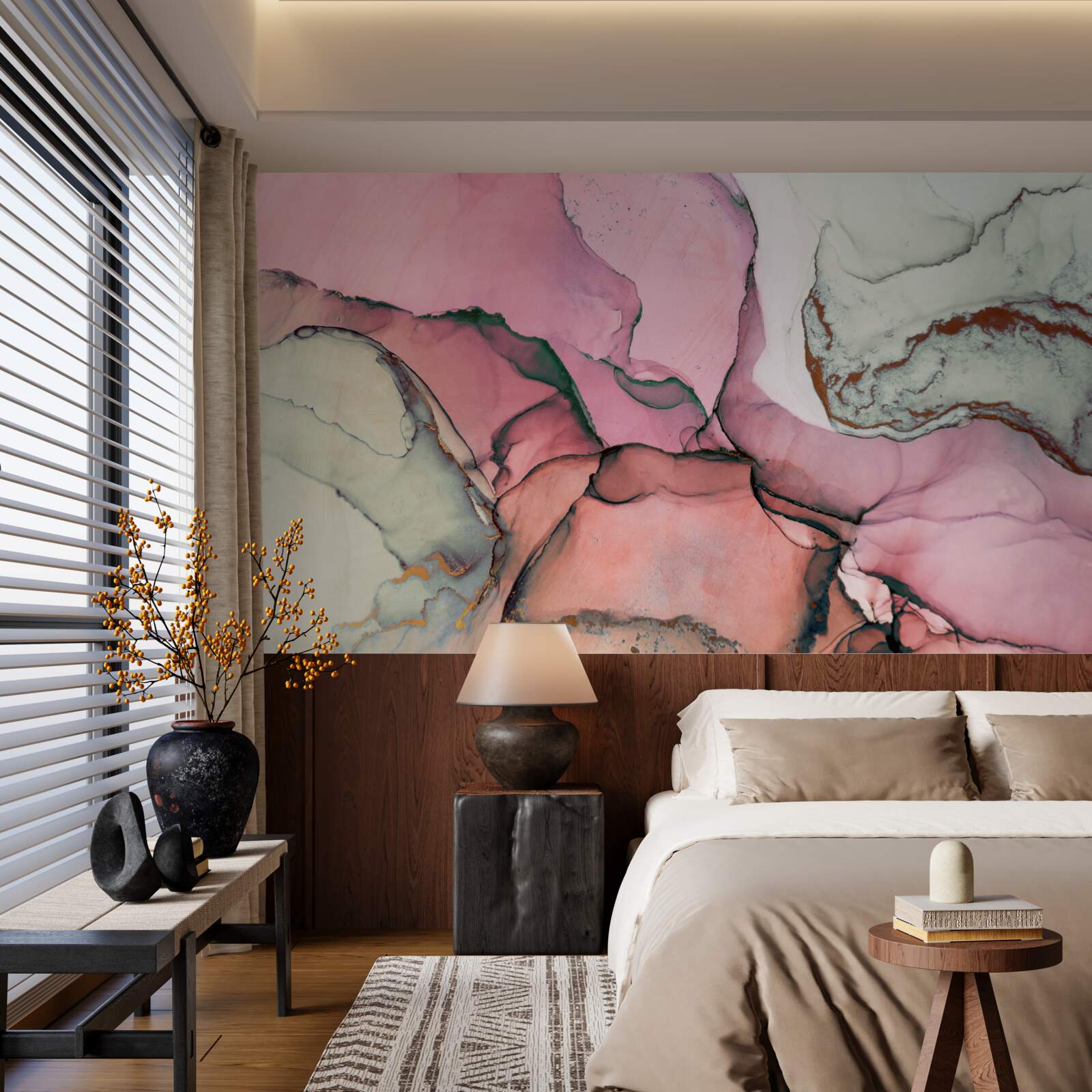Fototapet marmură în nuanțe de roz, de inspirație abstractă
