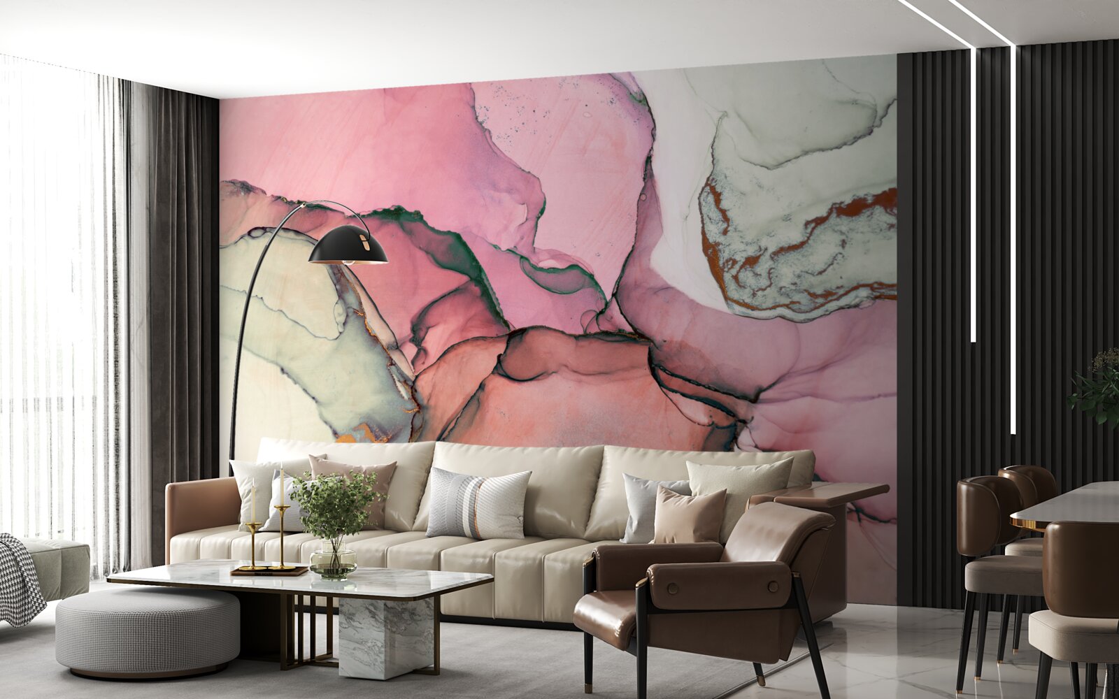 Fototapet marmură în nuanțe de roz, de inspirație abstractă
