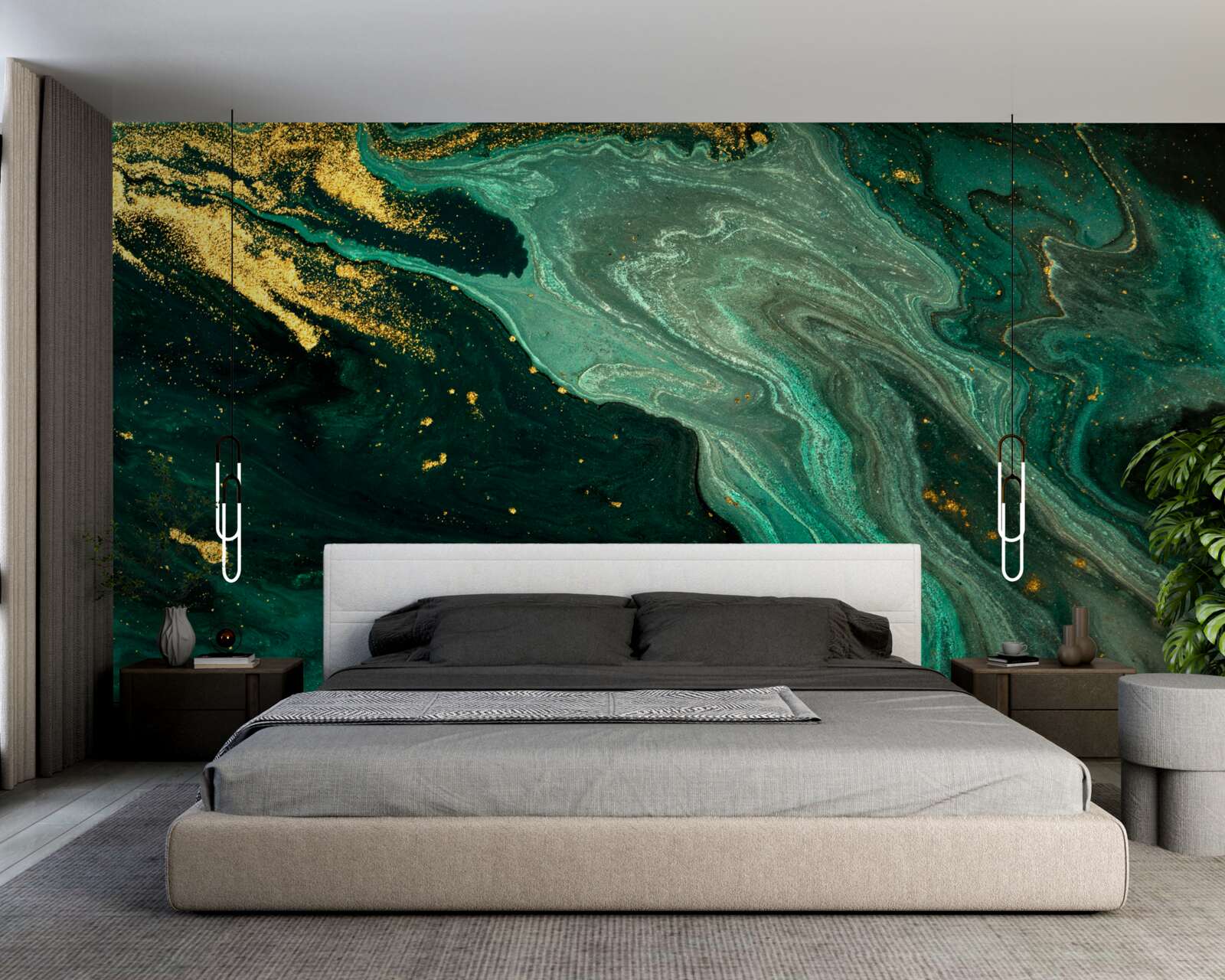 Fototapet modele aurii pe un fundal de smarald