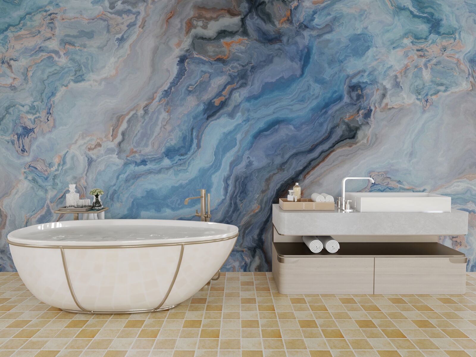 Fototapet fundal de marmură cu nuanță albăstruie