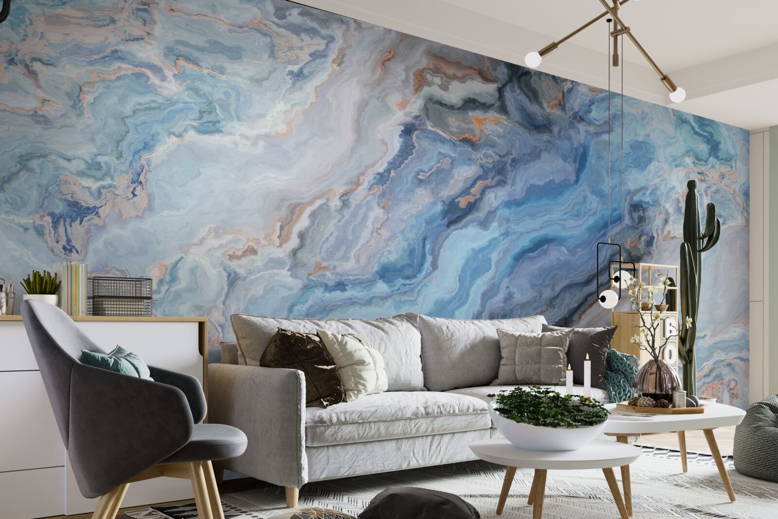 Fototapet fundal de marmură cu nuanță albăstruie