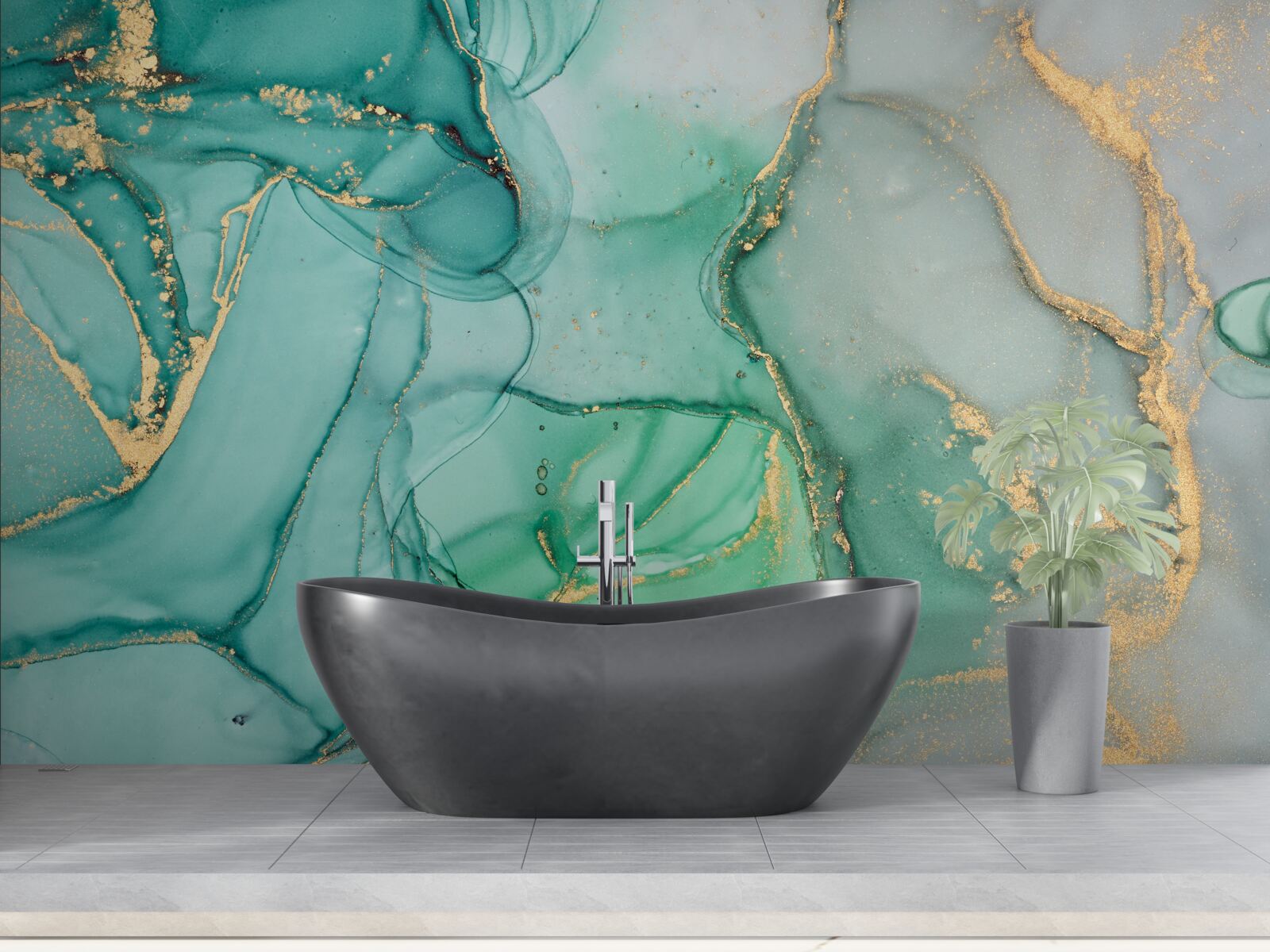 Fototapet smarald abstract cu tonuri aurii