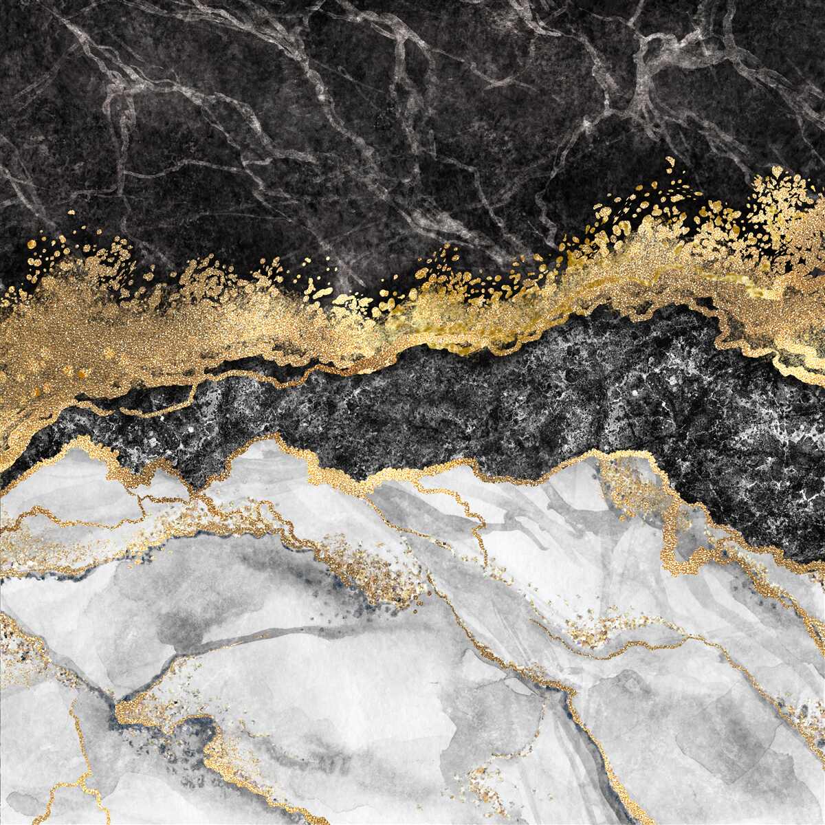 Fototapet marmură cu aur pe un fundal negru
