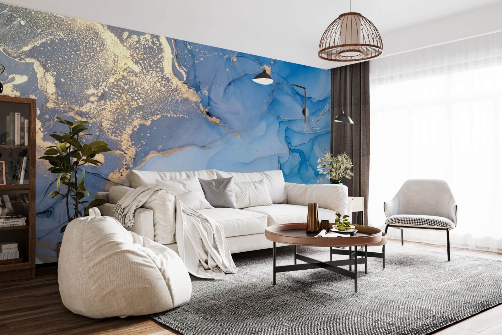 Fototapet lichid auriu cu albastru