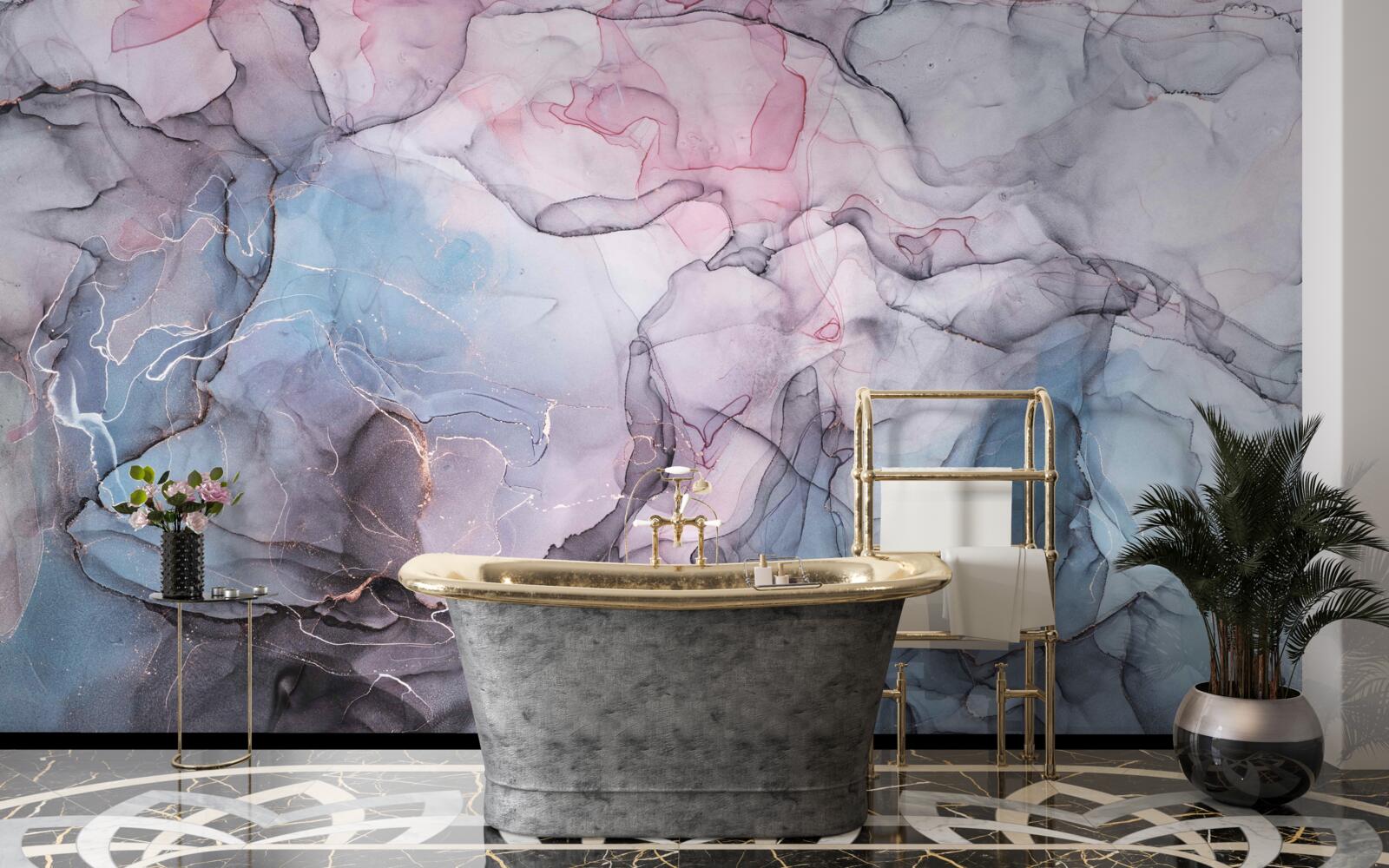 Fototapet marmură abstractă în nuanțe de roz și albastru