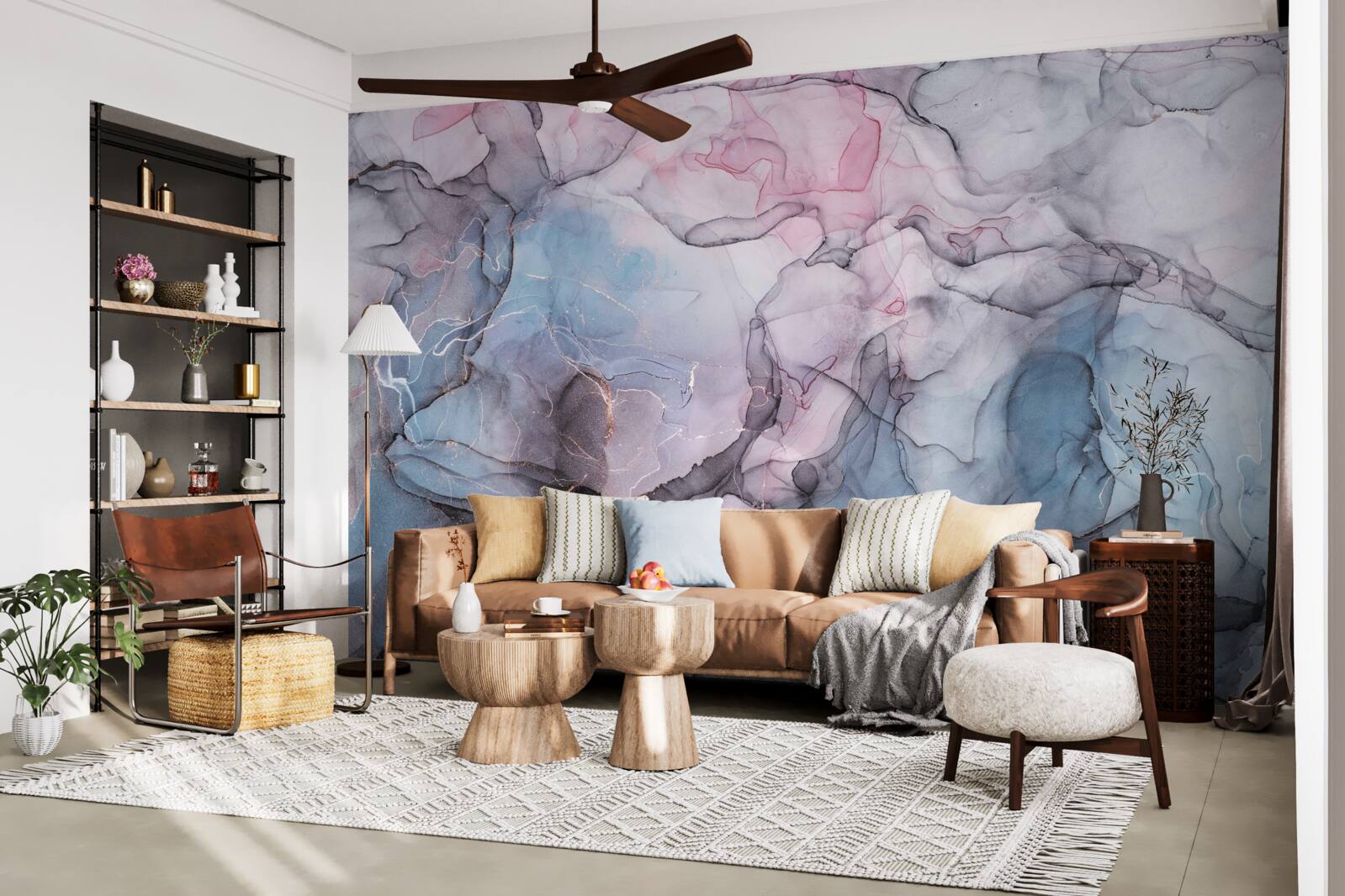 Fototapet marmură abstractă în nuanțe de roz și albastru