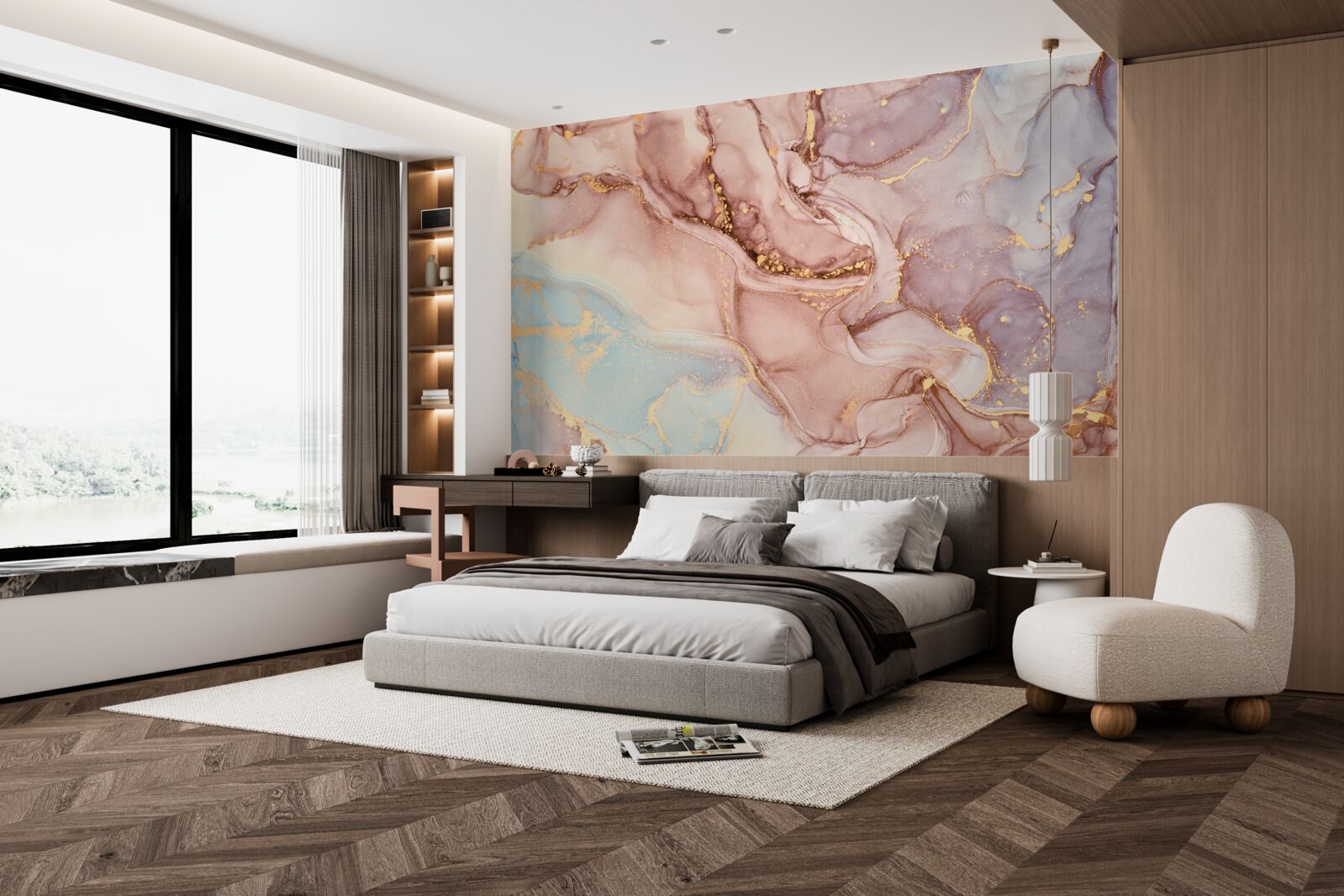 Fototapet lichid roz pudrat