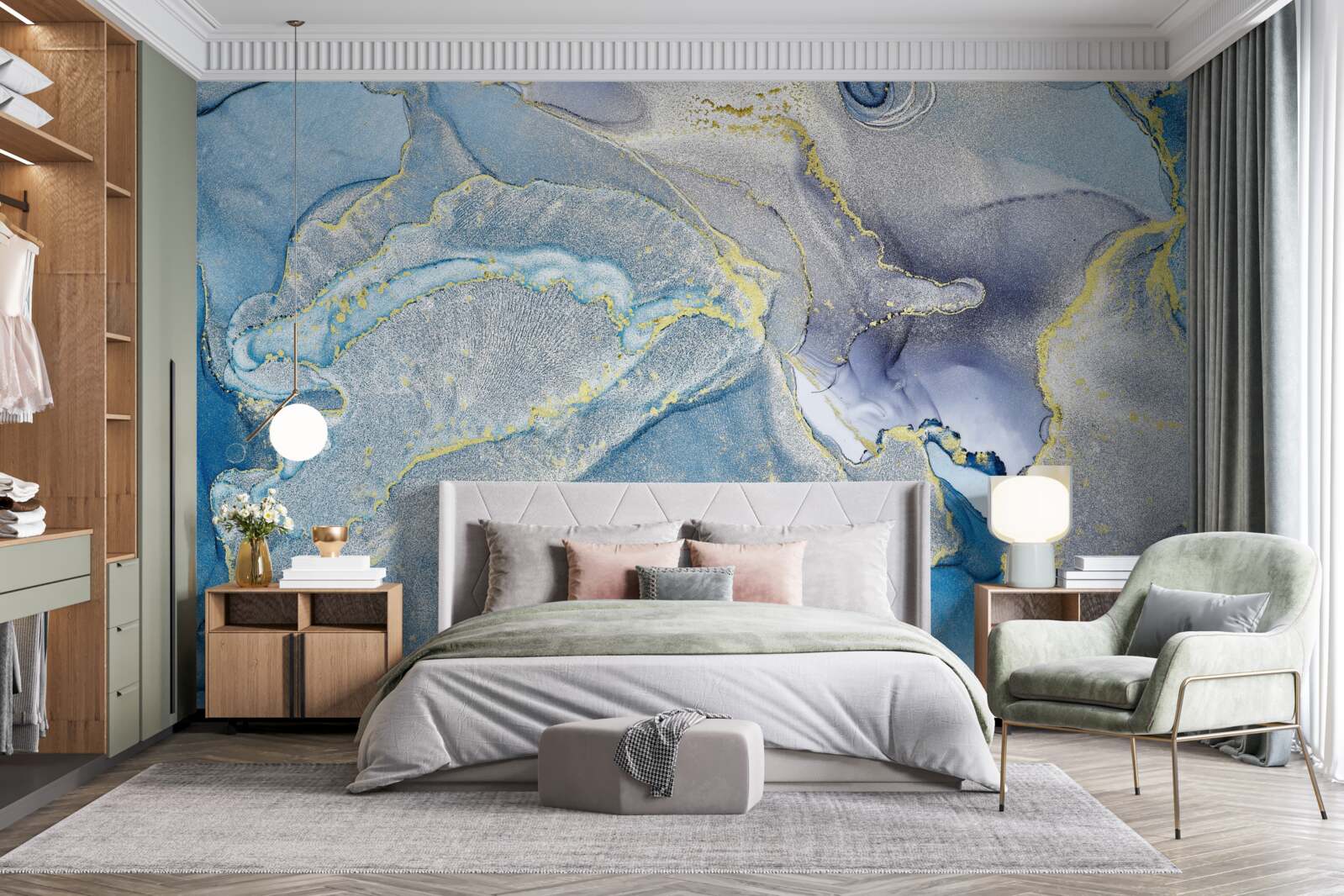 Fototapet ocean albastru în abstracție