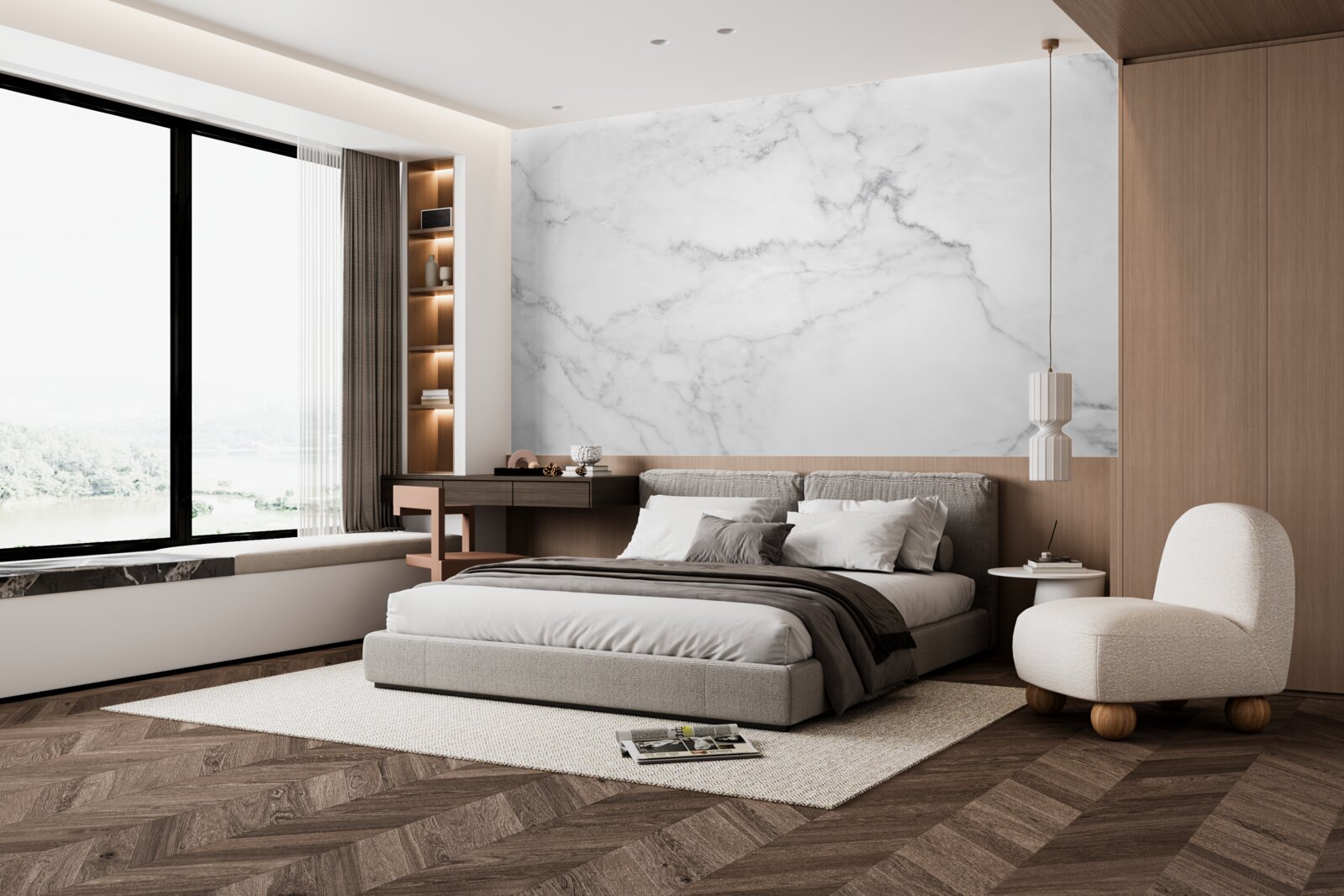 Fototapet marmură alb-gri