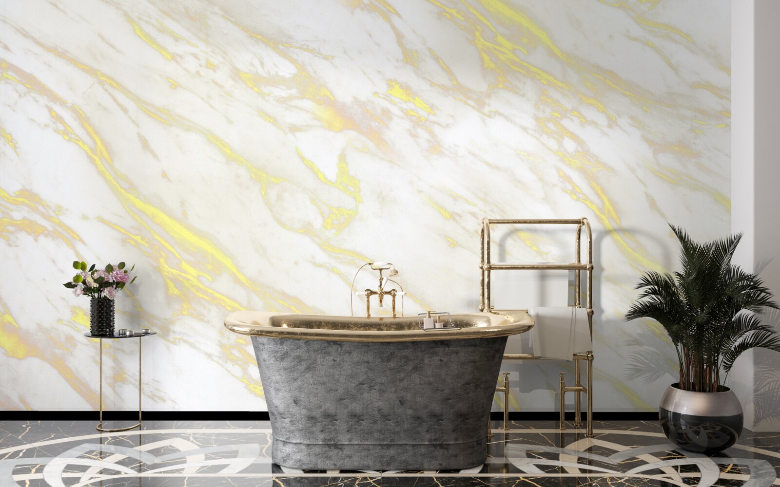 Fototapet marmură albă cu nuanță aurie