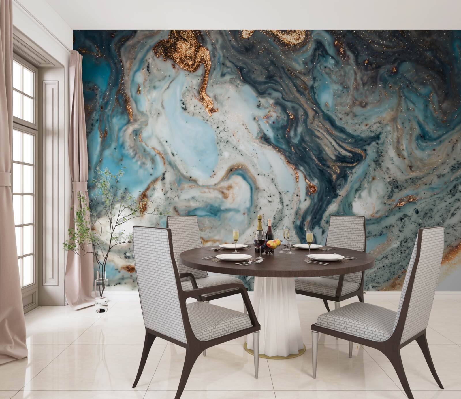 Fototapet abstracție de aur cu elemente frumoase