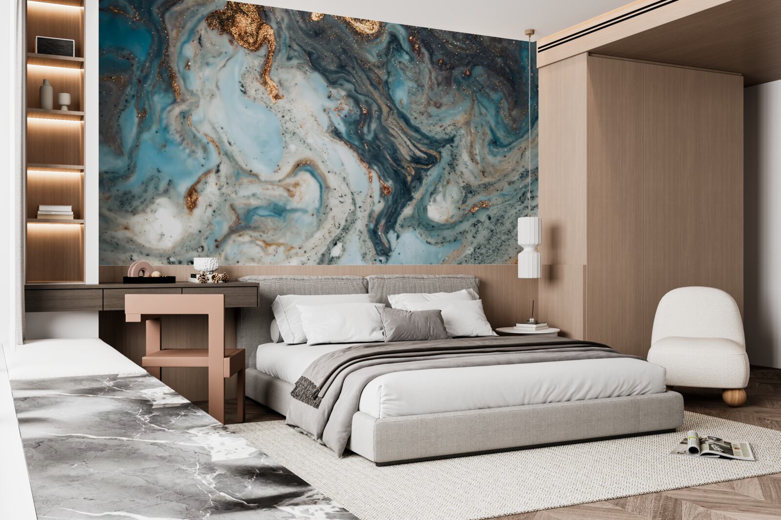 Fototapet abstracție de aur cu elemente frumoase