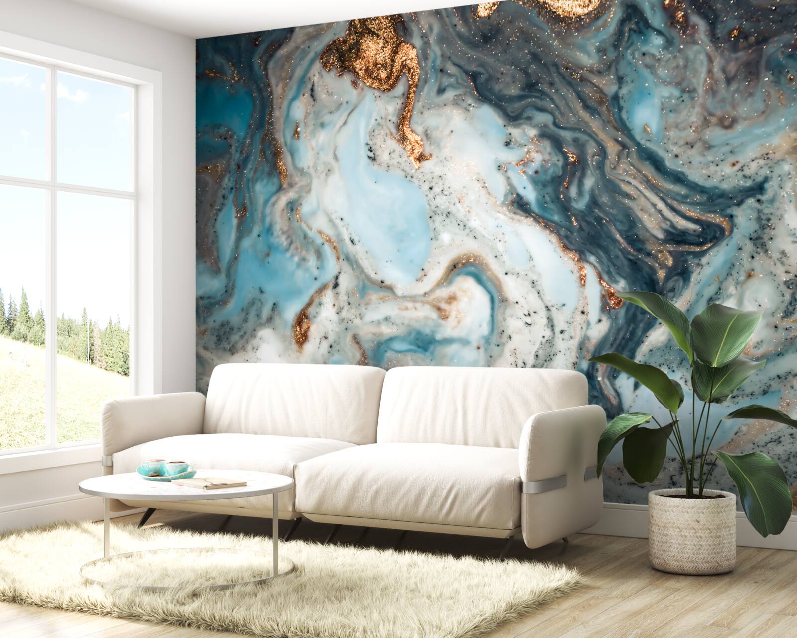 Fototapet abstracție de aur cu elemente frumoase