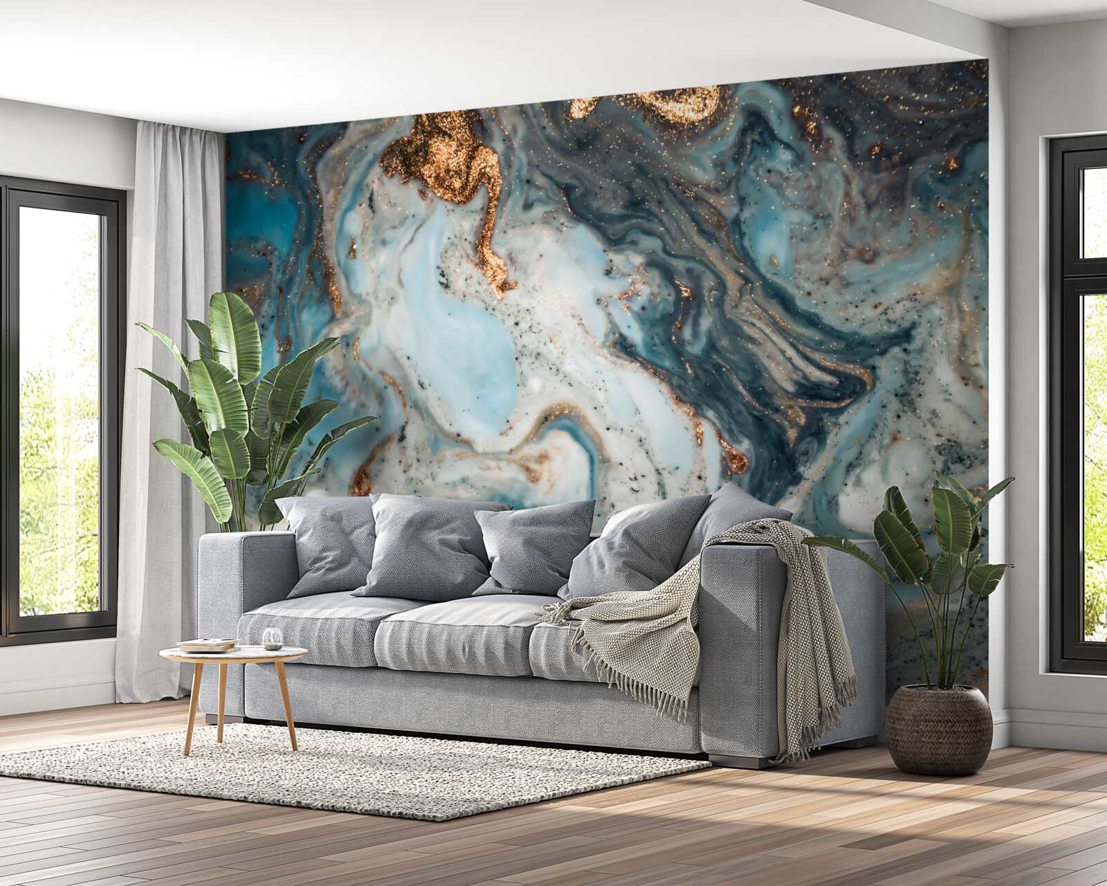 Fototapet abstracție de aur cu elemente frumoase