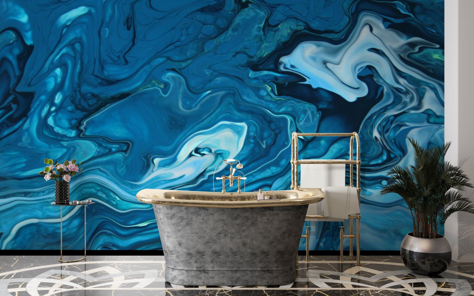 Fototapet marmură albastră abstractă