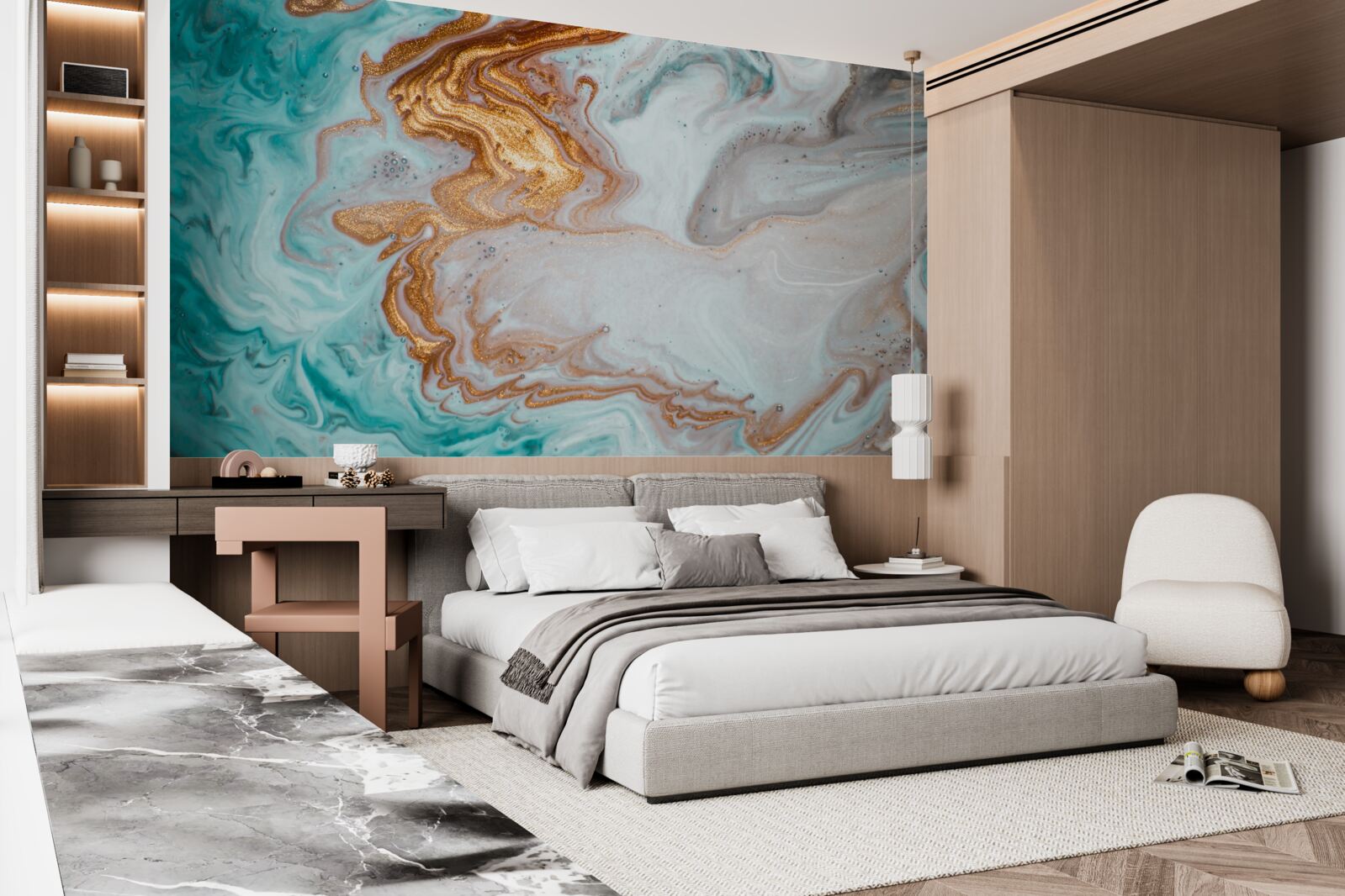 Fototapet marmură cu abstracție luminoasă