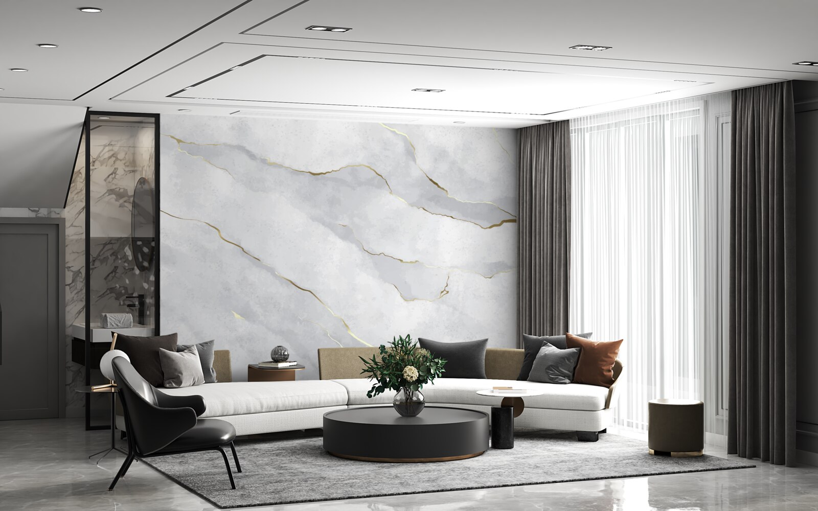 Fototapet marmură aurie cu nuanțe deschise